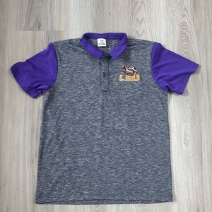LSU Gray and Purple Polo Shirt - Boys Size 8
